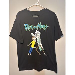 Rick & Morty T‎ Shirt Men Size Large Black Short Sleeve Casual Adults